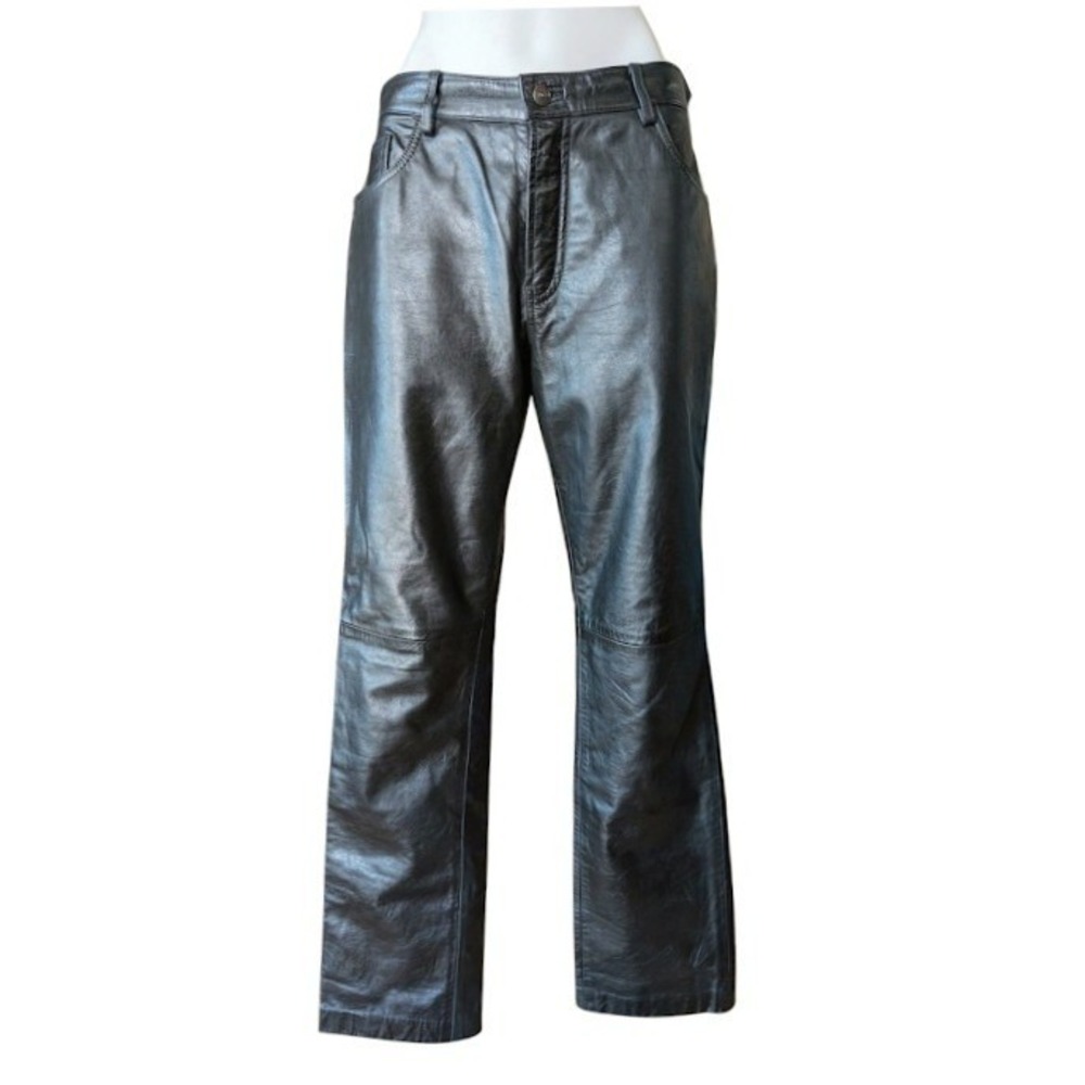 Gap Vintage Y2K Black Genuine Leather Pants Original Fit Straight Leg Womens 10